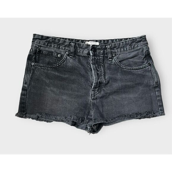 Free People women’s button-fly cut-off charcoal gray shorty shorts size 31 - Picture 1 of 7